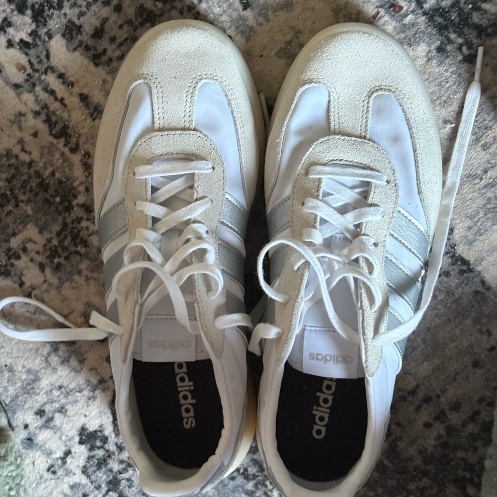 Adidas Classic White and Gray Shoes